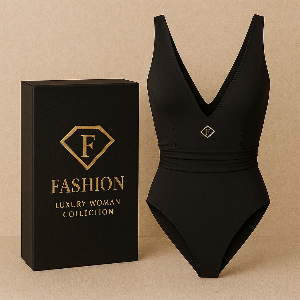 Siyah V Yaka Tek Parça Mayo / Bodysuit