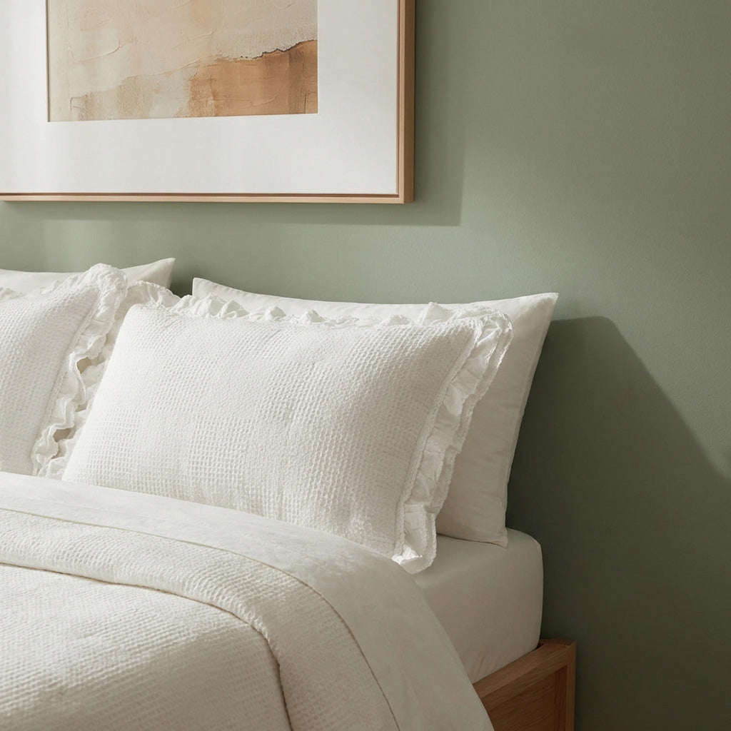 Ecobox Aloha Ecru Çift Kişilik Fırfırlı Nevresim Takımı 200 x 220 cm