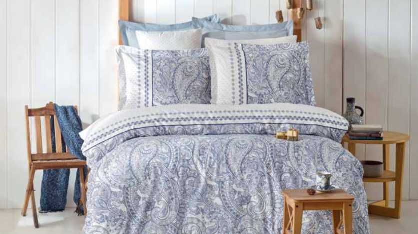 Emily Mavi Baskılı Battaniye