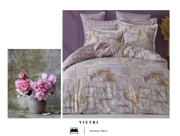 Soley Vietri Baskılı Pamuk Saten Nevresim Takımı