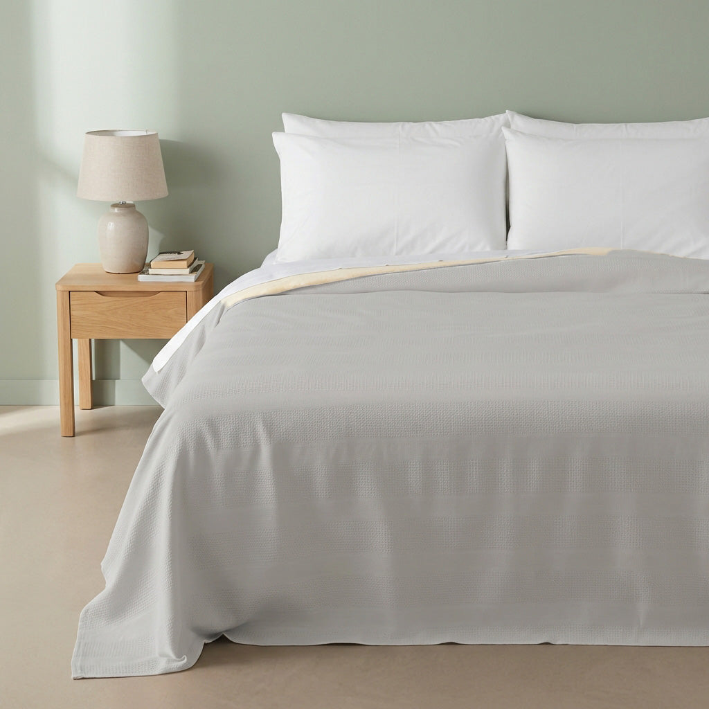 Ecobox Lotus Gri Çift Kişilik %100 Pamuk Pike 200 x 230 cm