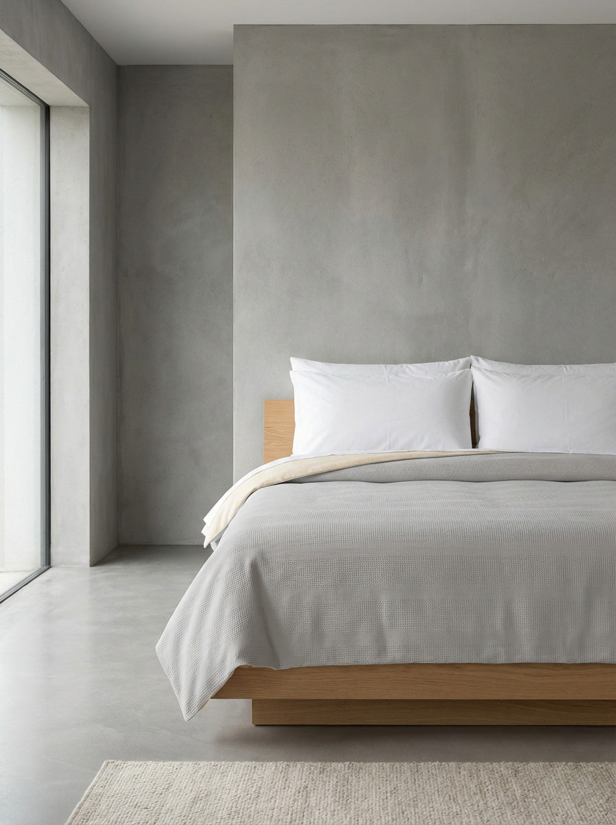 Ecobox Lotus Gri Çift Kişilik %100 Pamuk Pike 200 x 230 cm