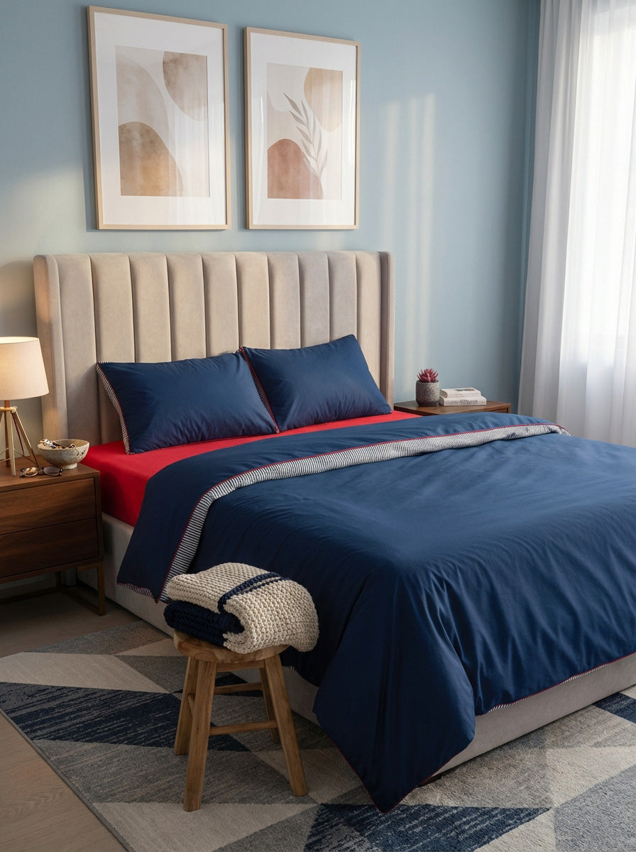 Sevenhill Marin Lacivert Çift Kişilik %100 Pamuk Nevresim Takımı 200 x 220 cm