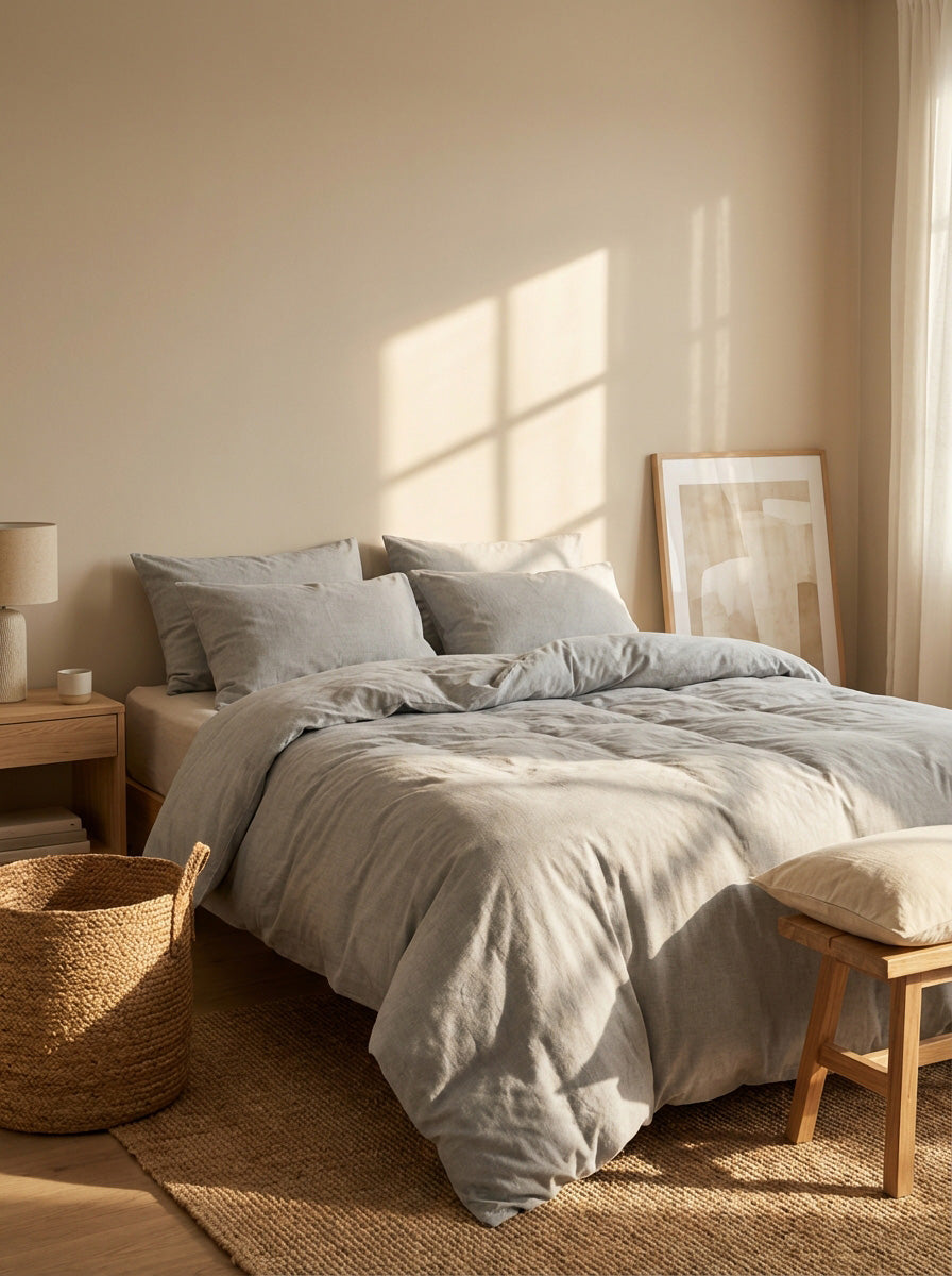 Sevenhill Rico Gray Çift Kişilik Pamuklu Nevresim Takımı 200 x 220 cm