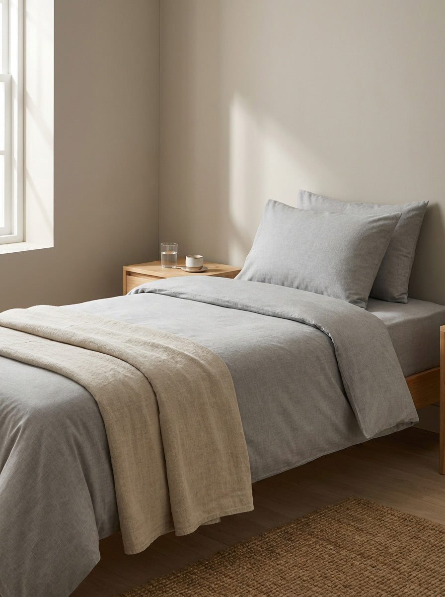 Sevenhill Rico Gray Tek Kişilik Pamuklu Nevresim Takımı 160 x 220 cm