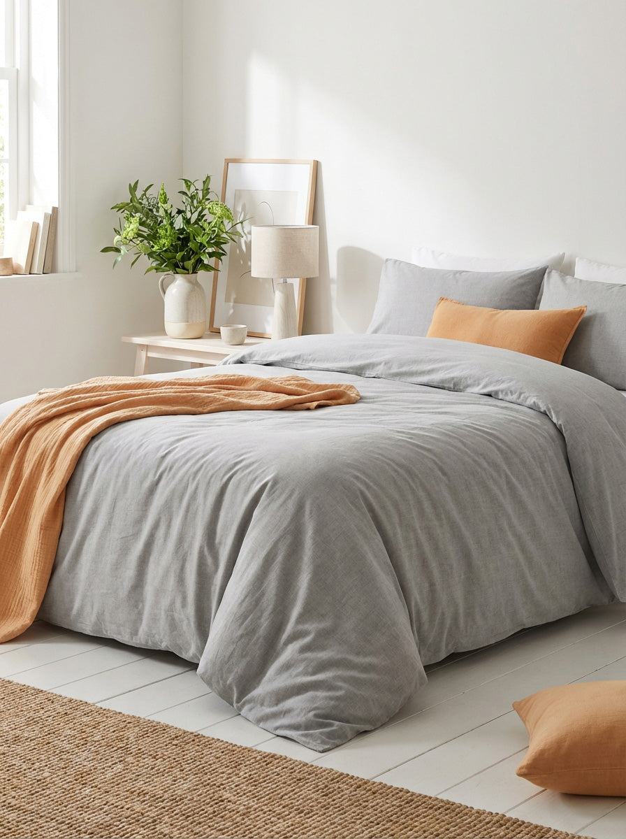 Sevenhill Rico Gray Tek Kişilik Pamuklu Nevresim Takımı 160 x 220 cm