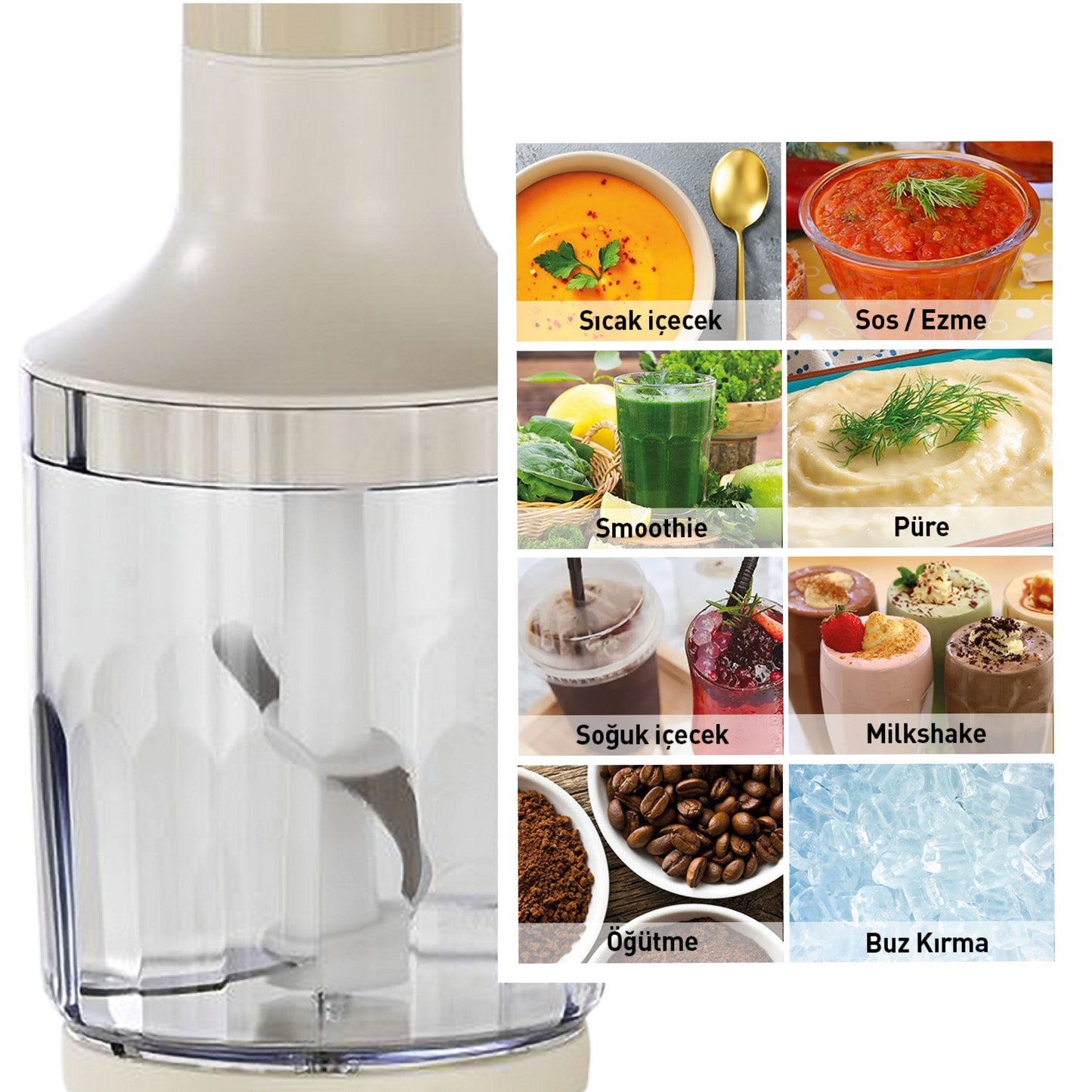 Berghoff Gem Retro 1200 W Krem Rengi El Blender Seti