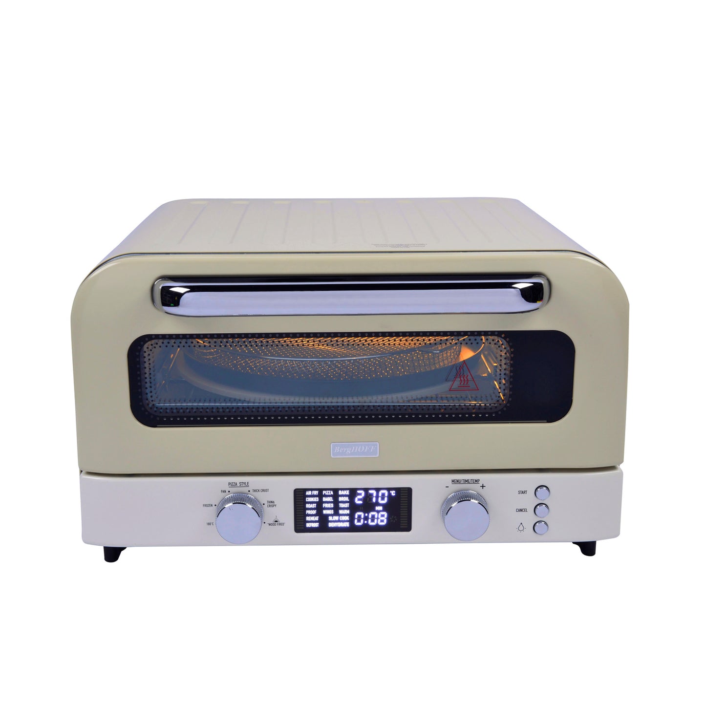 Berghoff Gem Retro 2000 W Vanilya Krem Airfryer Pizza Fırını