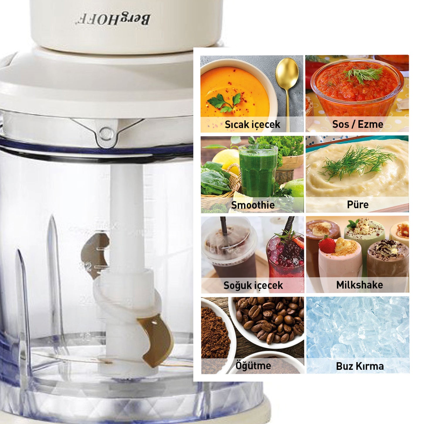 Berghoff Gem Retro 500 W Mint Yeşili Kişisel Blender ve Doğrayıcı