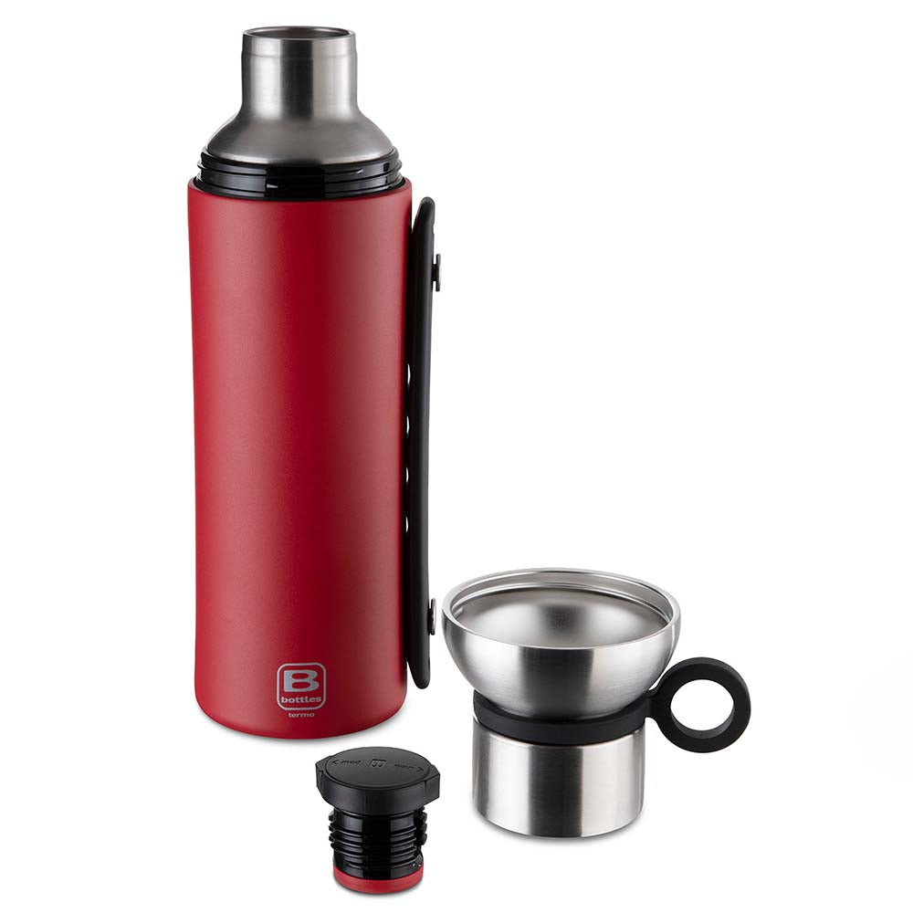 Bugatti Termo Taşıma Kulplu Paslanmaz Çelik Mat Kırmızı Termos 1500Ml