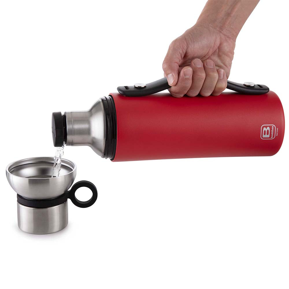 Bugatti Termo Taşıma Kulplu Paslanmaz Çelik Mat Kırmızı Termos 1500Ml