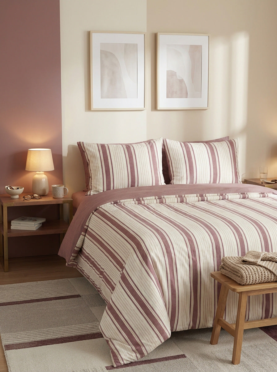 Ecobox Ballere Bordo Çift Kişilik %65 Pamuk Nevresim Takımı 200 x 220 cm