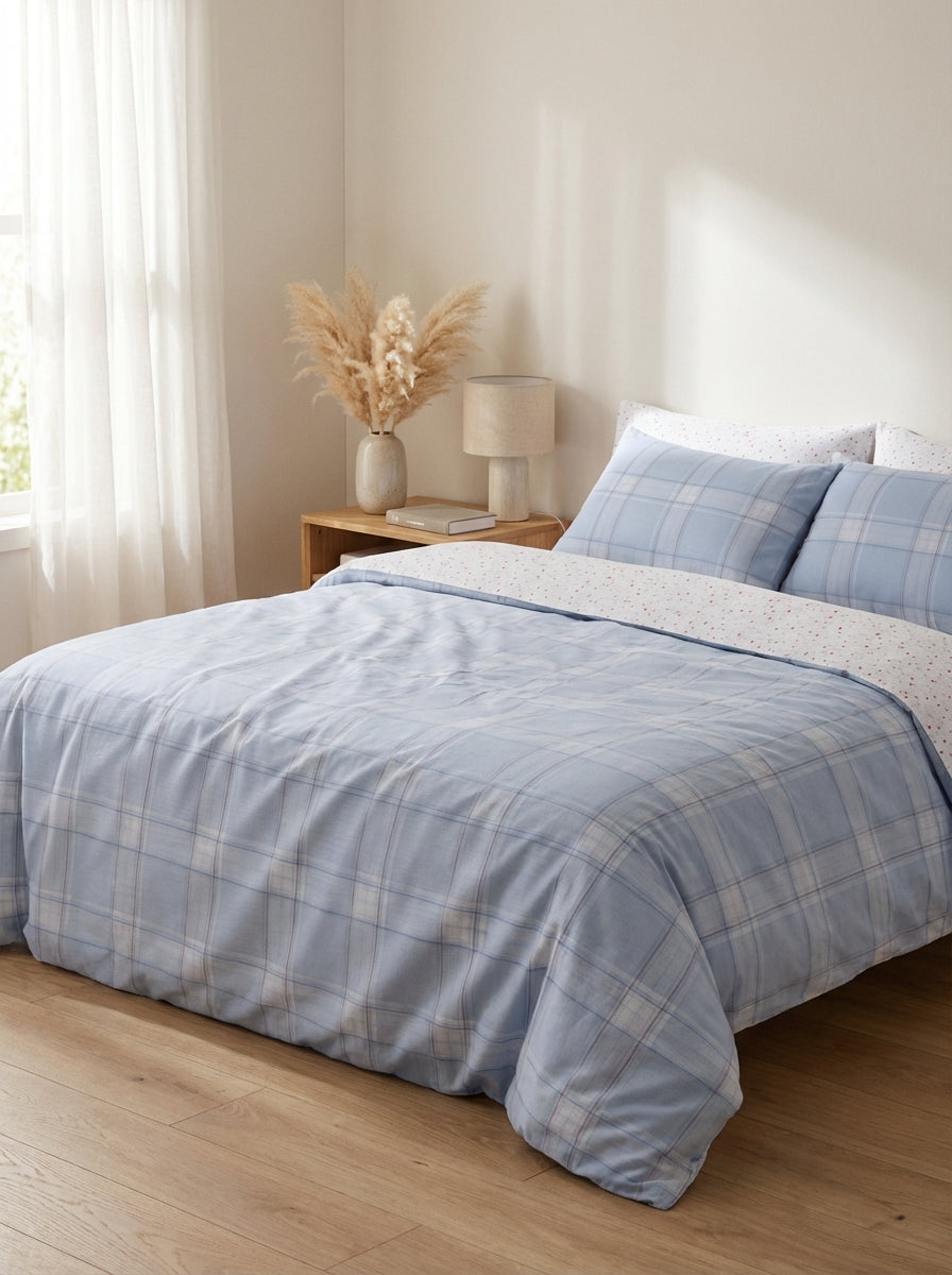 Ecobox Allora Mavi Çift Kişilik %100 Pamuk Nevresim Takımı 200 x 220 cm