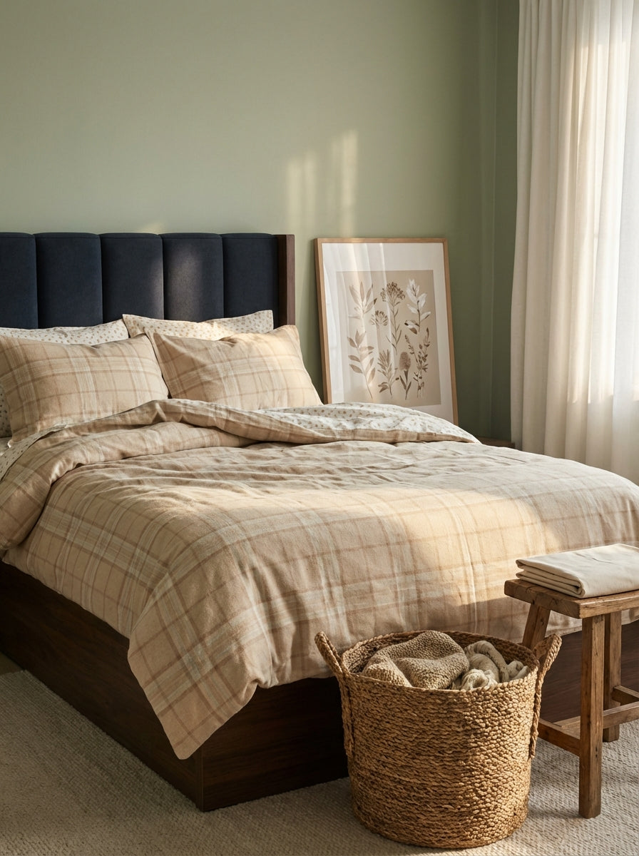 Ecobox Allora Bej Tek Kişilik %100 Pamuk Nevresim Takımı 160 x 220 cm