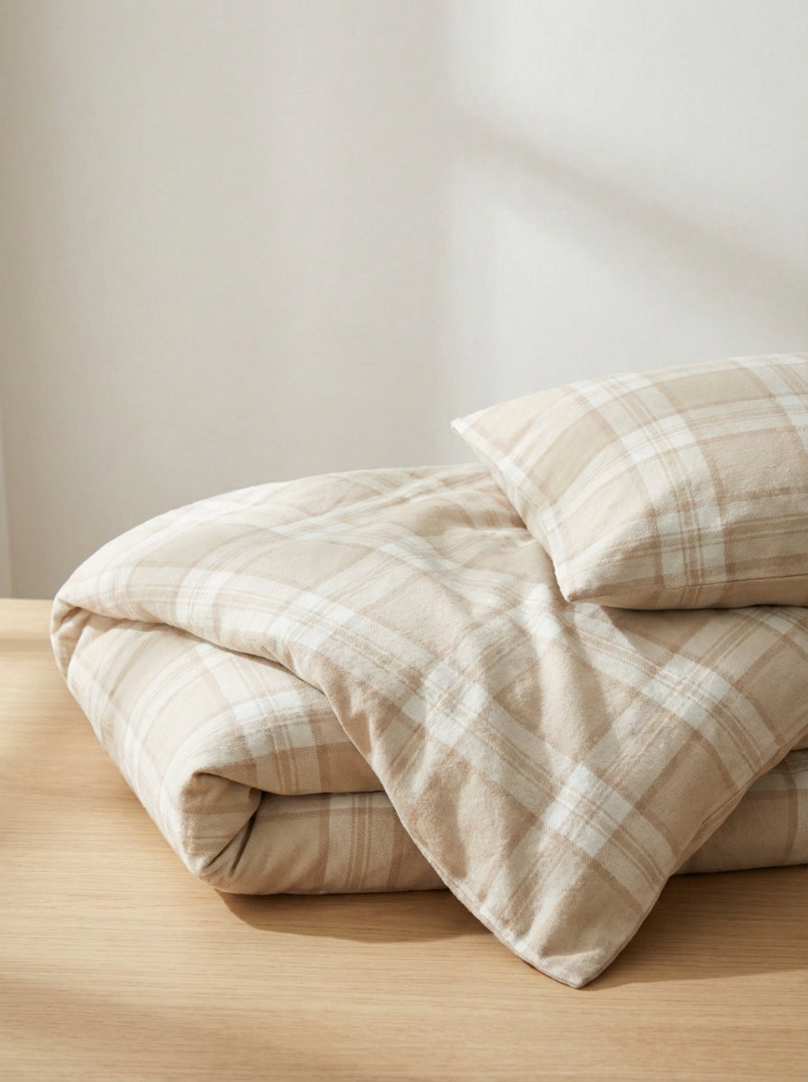 Ecobox Allora Bej Tek Kişilik %100 Pamuk Nevresim Takımı 160 x 220 cm