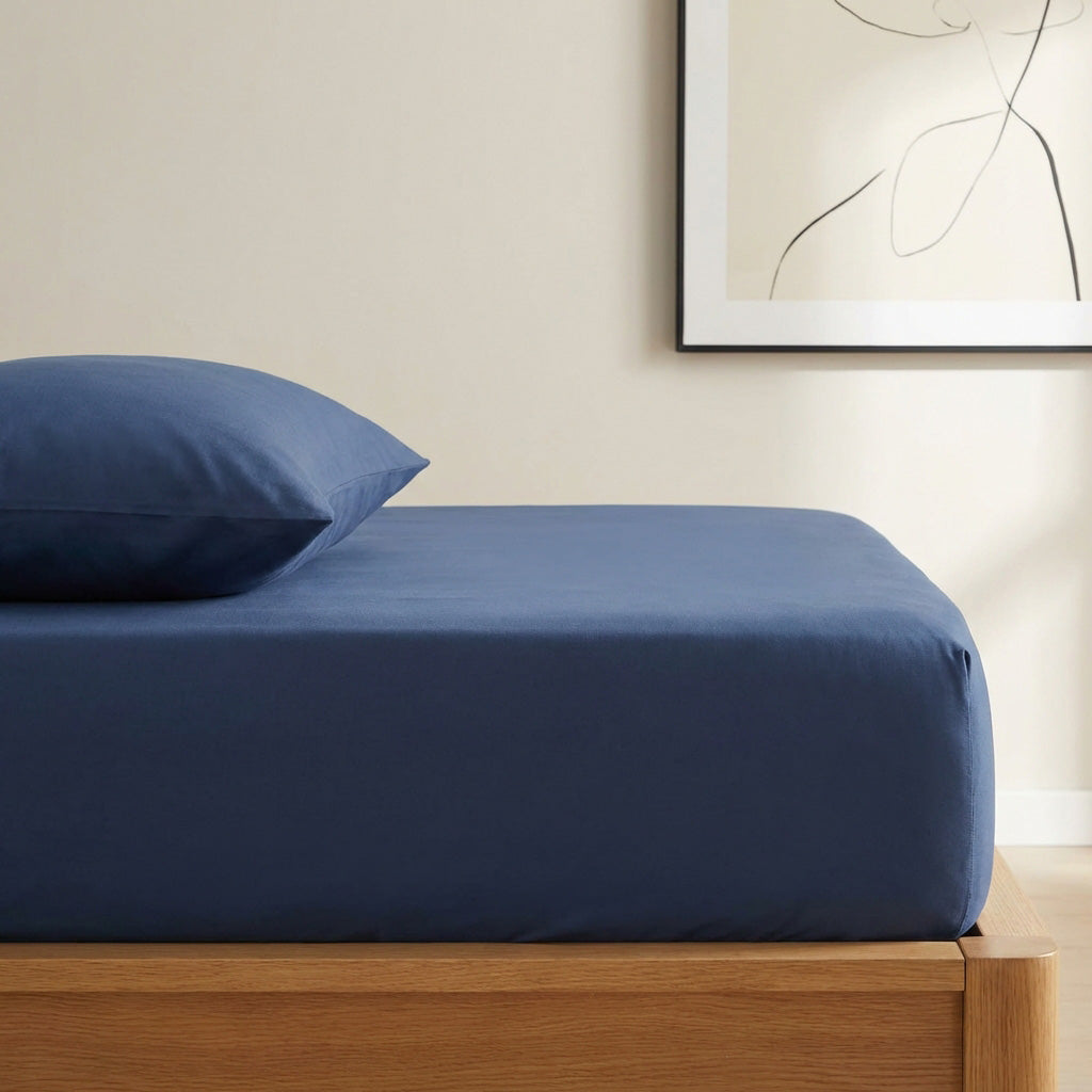 Ecobox Canon Indigo Tek Kişilik %100 Pamuk Lastikli Çarşaf 180x200 cm