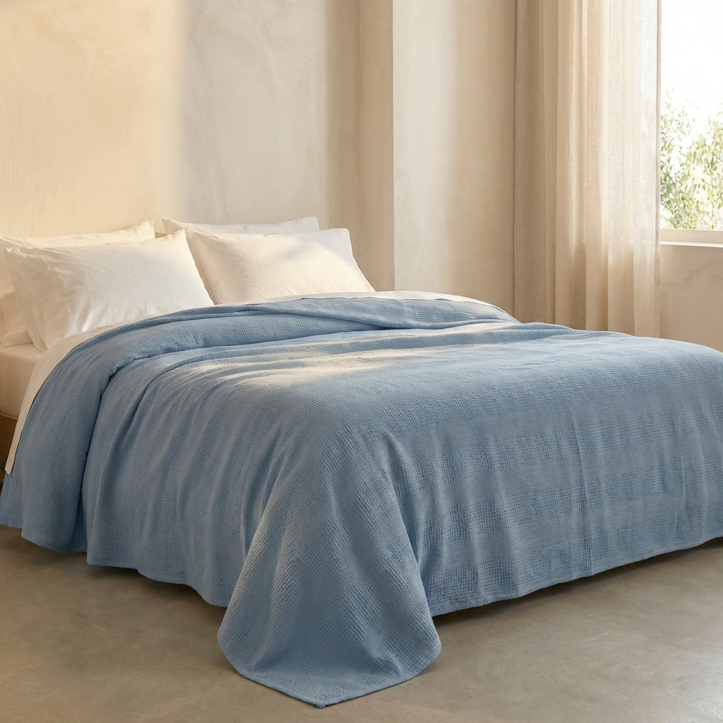 Ecobox Lotus Indigo Çift Kişilik %100 Pamuk Pike 200 x 230 cm