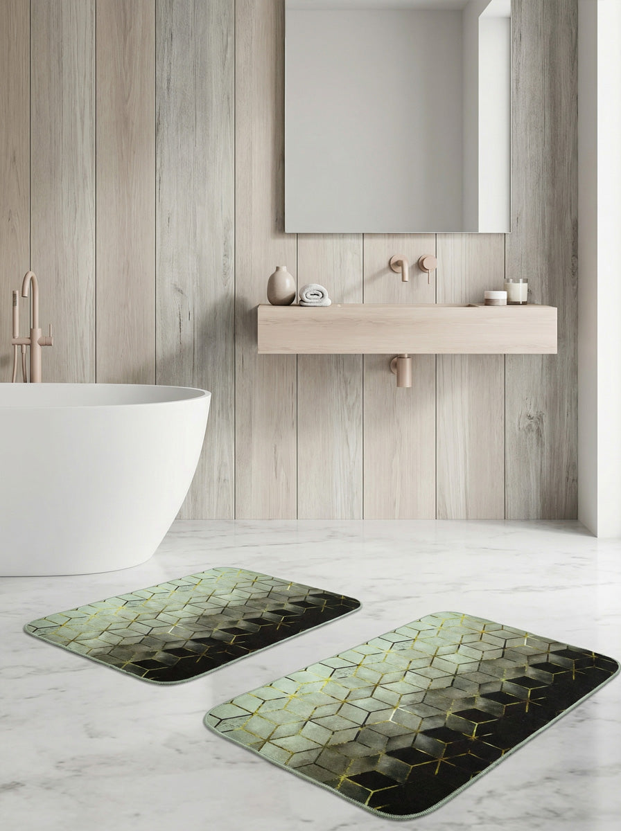 Ecobox Poly Banyo Paspası 2'li Takım Kaymaz Tabanlı – Emici Yüzeyli, Yıkanabilir Kullanım