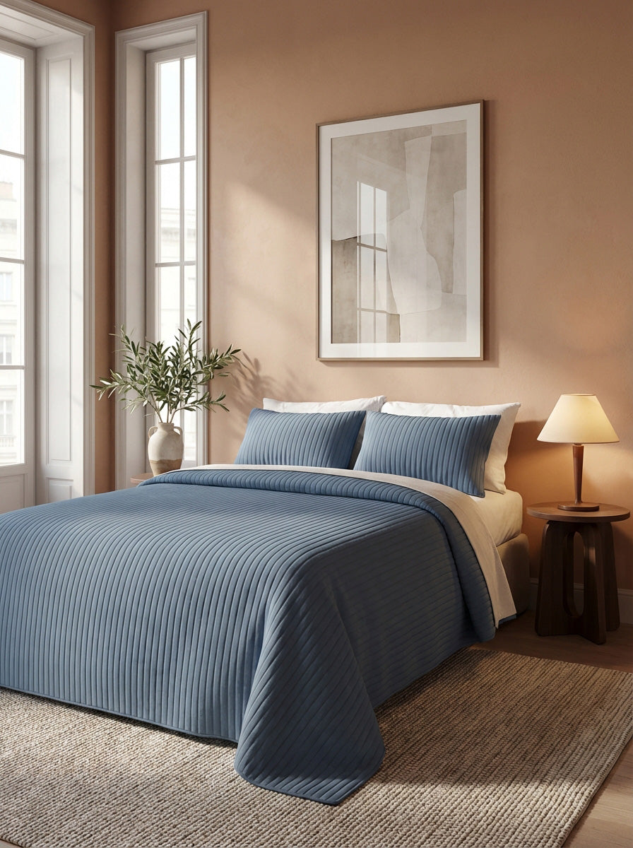 Sevenhill Vita Indigo Çift Kişilik Yatak Örtüsü 230x260 cm