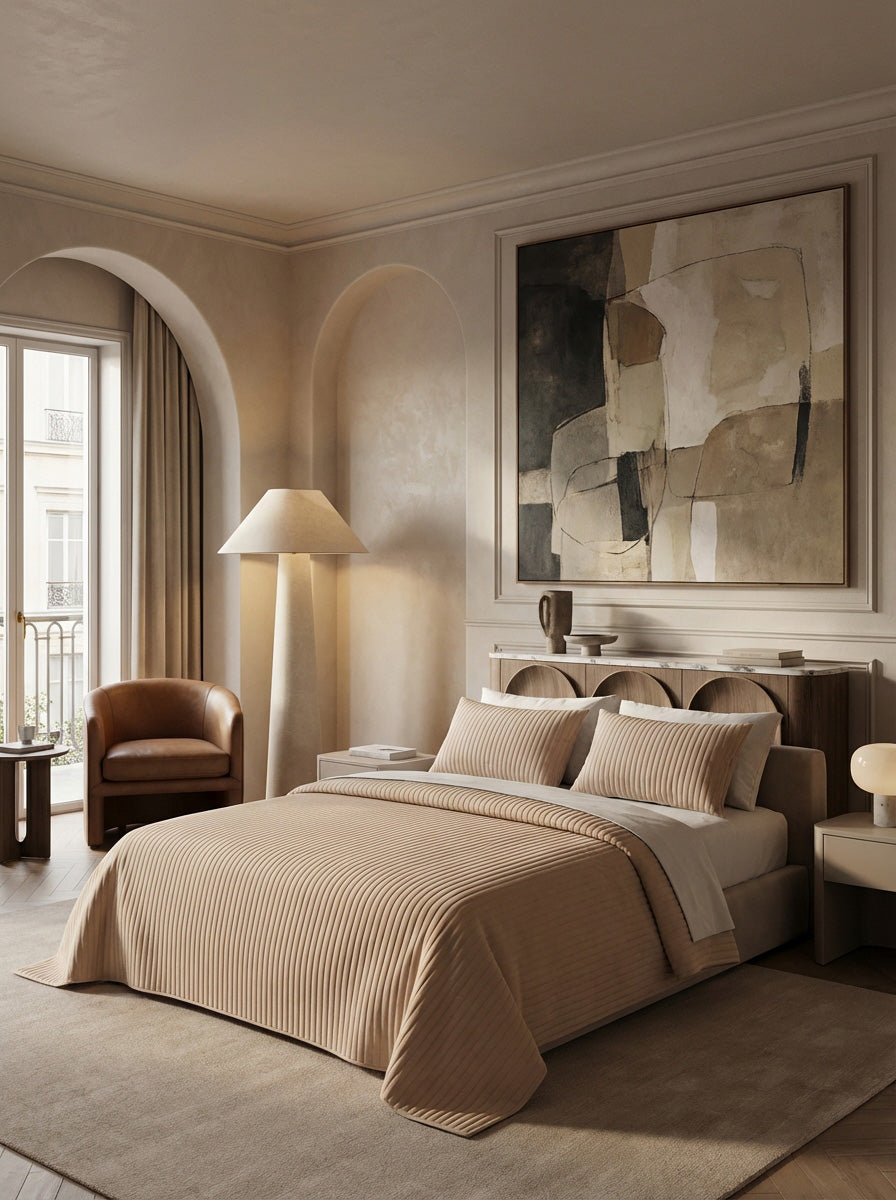 Sevenhill Vita Bej Çift Kişilik Yatak Örtüsü 230x260 cm