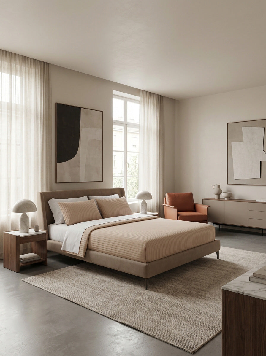 Sevenhill Vita Bej Çift Kişilik Yatak Örtüsü 230x260 cm