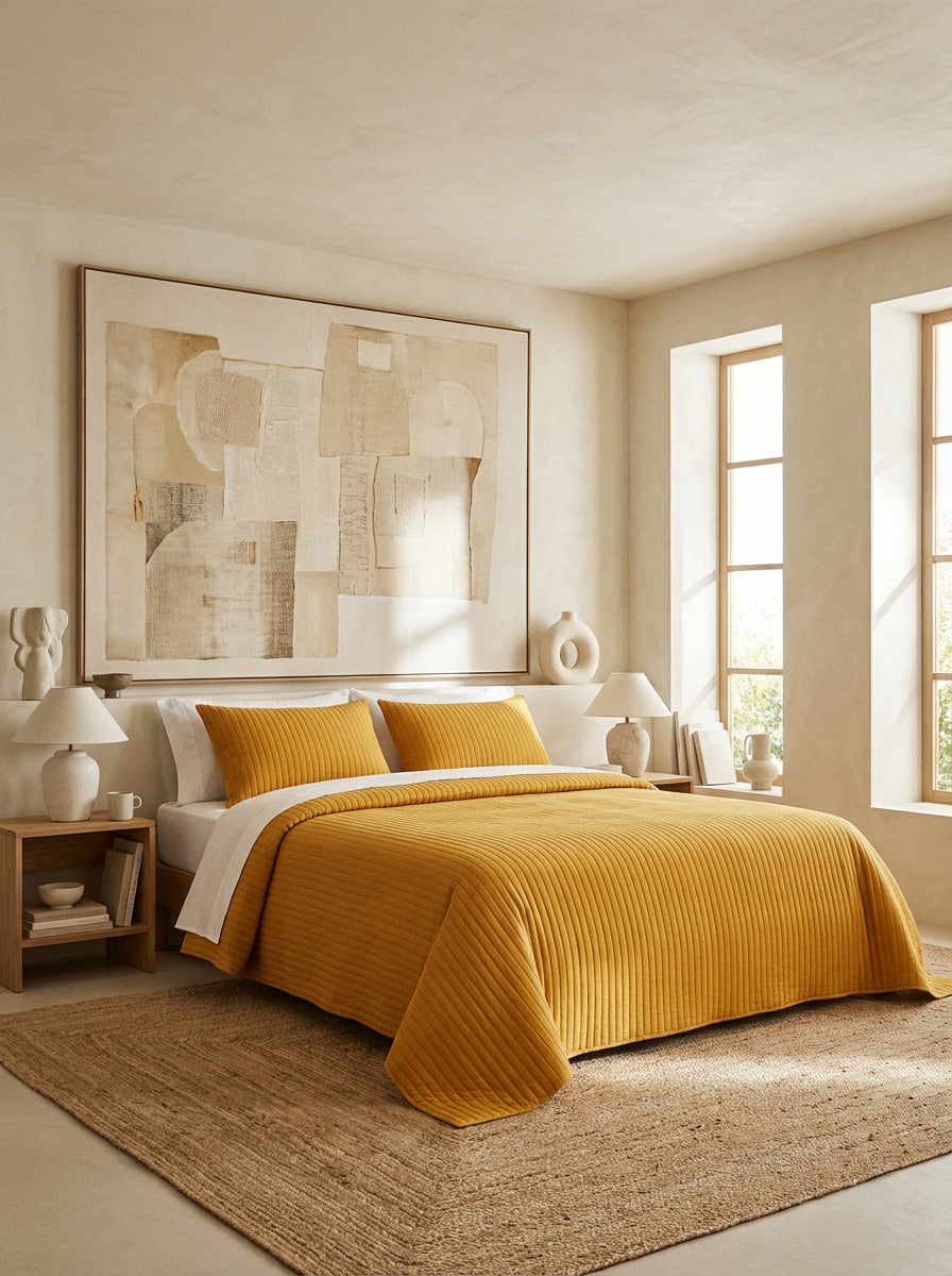 Sevenhill Vita Yellow Çift Kişilik Yatak Örtüsü 230x260 cm