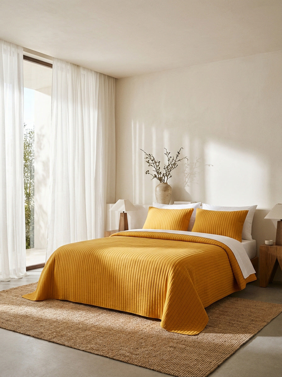 Sevenhill Vita Yellow Çift Kişilik Yatak Örtüsü 230x260 cm